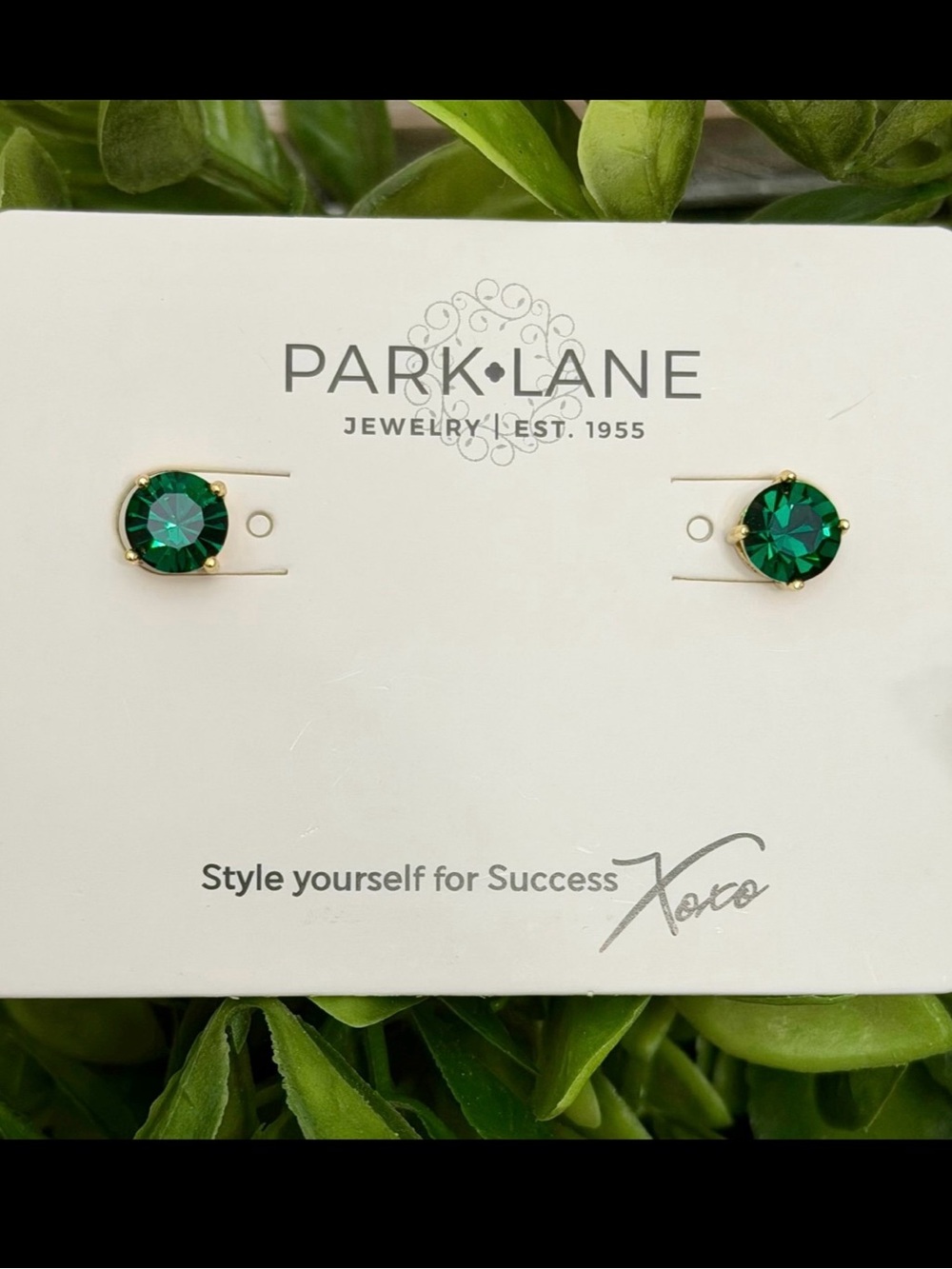 Park Lane Color Crush Edit Emerald CZ Stud Earrings - Gold NWT